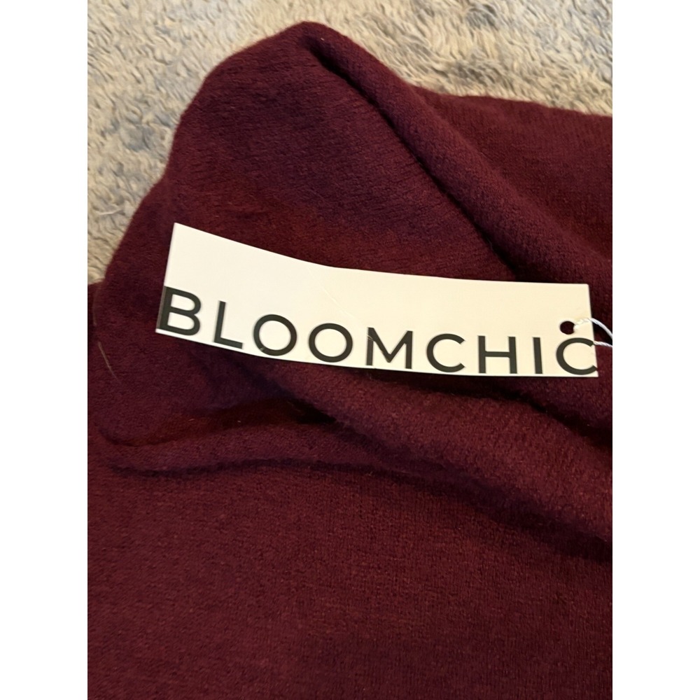 NWT Bloomchic Sweater Womens 12 Red Cowl Neck Burgundy Sweatshirt - Picture 2 of 6